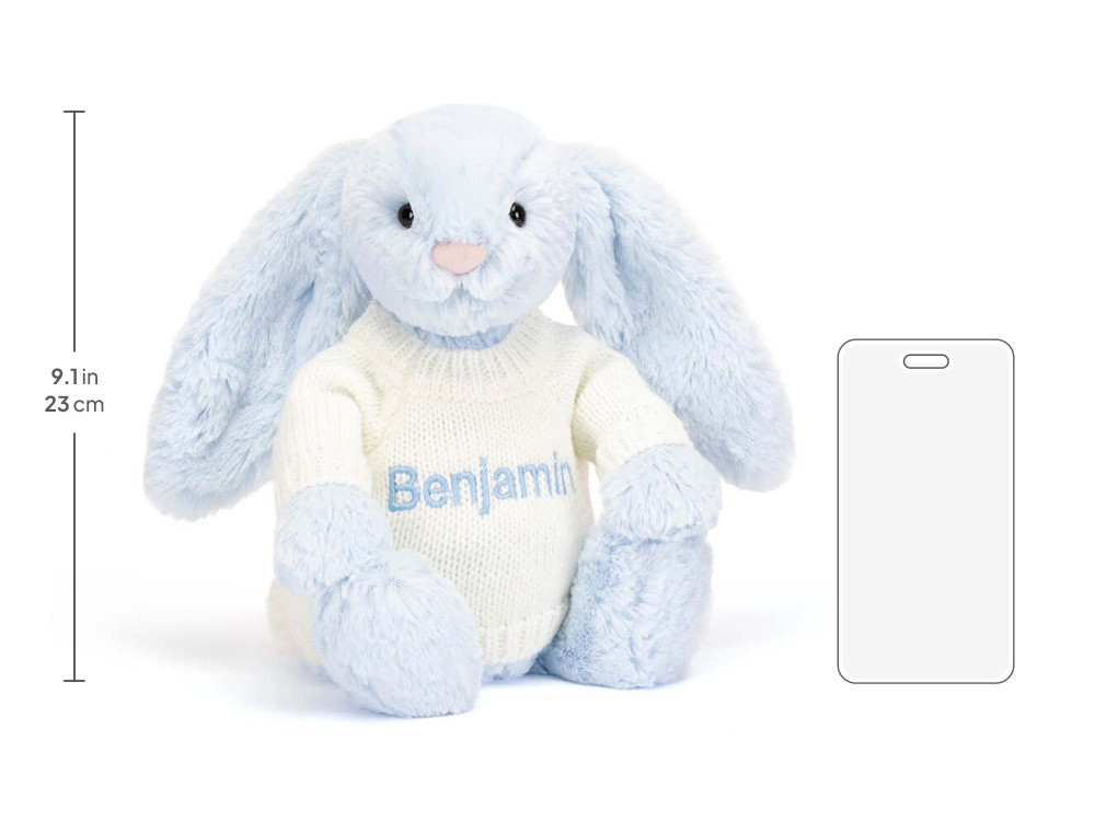 Bashful Blue Bunny with Personalized Cream Jumper - Image 5