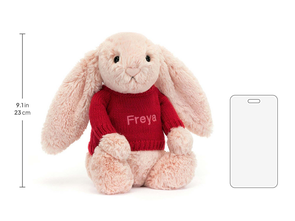 Bashful Blush Bunny with Personalized Red Jumper - Image 3