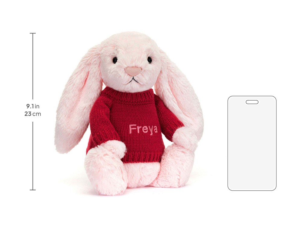 Bashful Pink Bunny with Personalized Red Jumper - Image 5